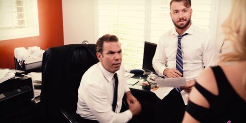 Raging guy fucks a sexy blonde babe hard in his office (Jessa Rhodes)