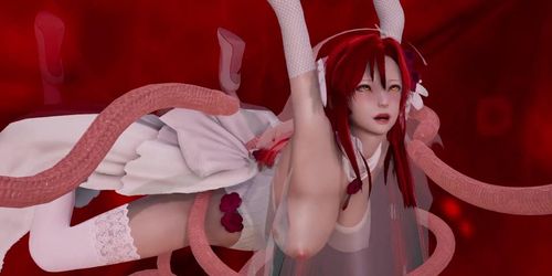 MMD Murata Himeko get screw by longtentacle (mouth fuck) (wedding dress) (Submitted by ??)