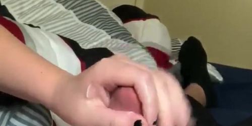 Handjob from gf until I bust a huge nut