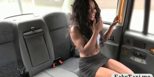 Nasty ebony gets pounded by horny driver in the backseat