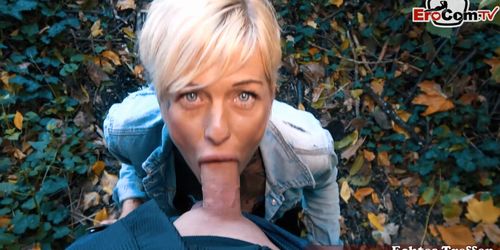 EROCOM.TV - German skinny short hair Milf at public pick up Blind Date on Street Casting