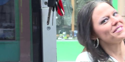 Lovely amateur tastes hot jizz in public