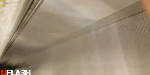 Pee on girl leg in public escalator 2