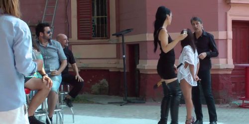 Euro slut sucking in public outdoor cafe (Ashley Lane, Madison Rayne)