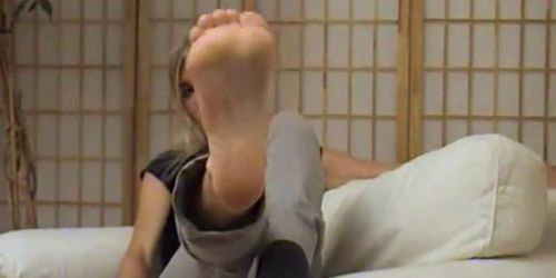 Blond Girl Black Socks