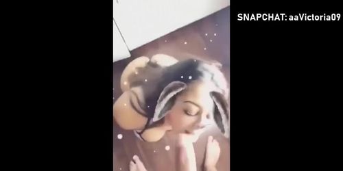 Horny Girlfriend Sucking Cock of her bf in The Kitchen. Snapchat Fuck