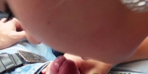 Cocksucking stranded eurobabe climbs on cock