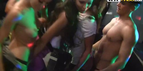 Wild Girls Screw A Stripper In The Club