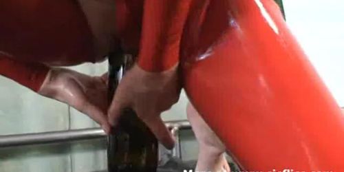 Huge wine bottle stretches her loose cunt (Ryan Conner)