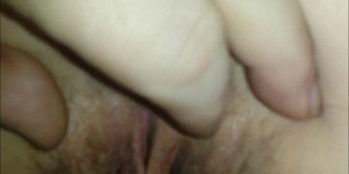 Hairy wet pussy being eaten closeup