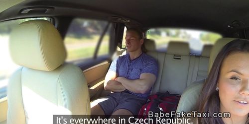 Hot Czech fake taxi driver bangs muscled customer