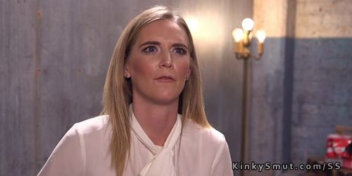 Anal threesome for bdsm blonde