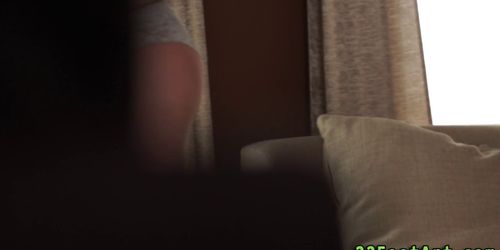 Kinky babe gives footjob - video 5
