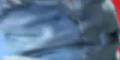 Dude slips the condom off and gives her a creampie