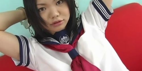 JSCHOOL GIRLS - Young Kokone plays with her wet vag on cam