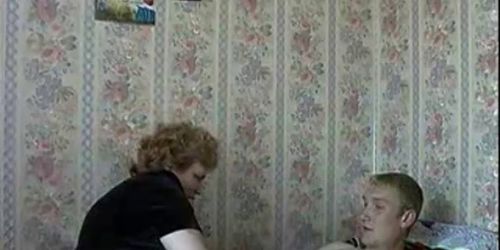 Russian old grandmother cheat with young guy