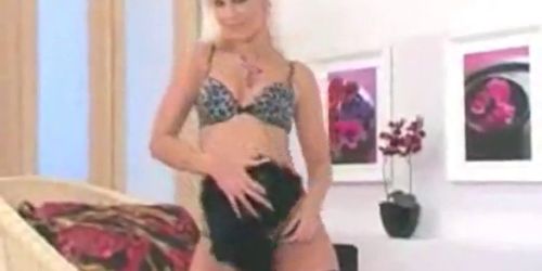 Platinum blonde minx Lola MyLuv teases and masturbates