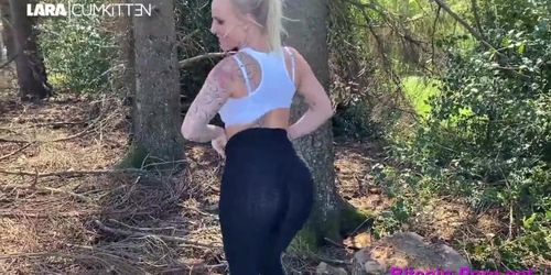 German slut tastes cum after sex in the fresh air