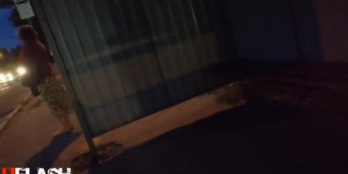 Cum for Lady at Bus Stop (Lady A.)
