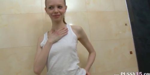 Russian super slim girl in the shower