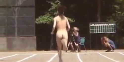 Real asian girls run a naked track and field part5