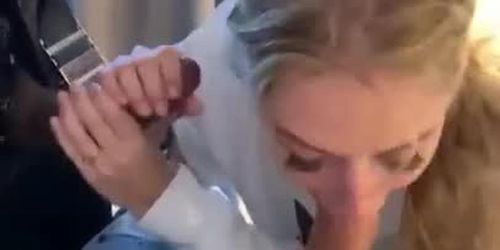 Blonde hottie deepthroats two dicks!!!