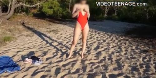 lovely teen at beach