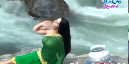 Desi girl in transparent wet saree showing boobshot show - video 2