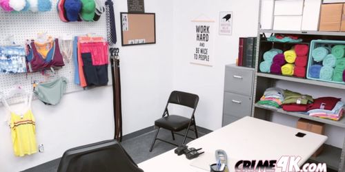 Lily is getting her ass pounded by huge cock after caught stealing from the store