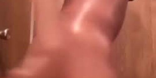 Lightskin teen playing in the shower 