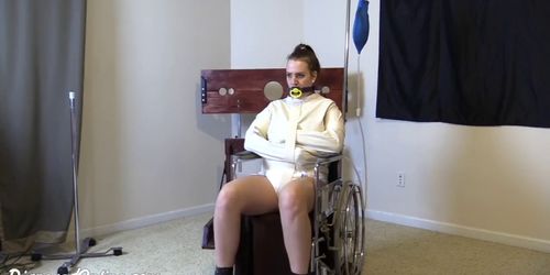 Alisha: Bound in Straitjacket & Wheelchair for Enema - ABDL, Diaper Fetish