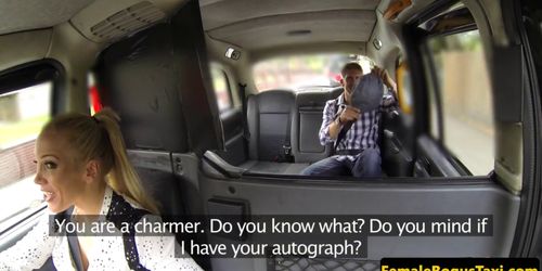 Lady cab driver deepthroating outdoors