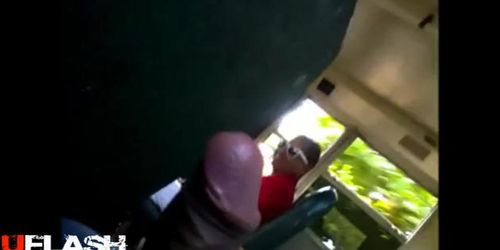 Flashing granny in the bus