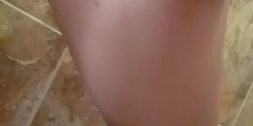 Dirty girl pissing and satisfaction mastrubation at public toilet 