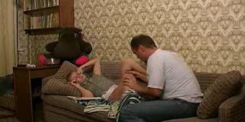 Russian young blonde girl gets fucked by her older lover