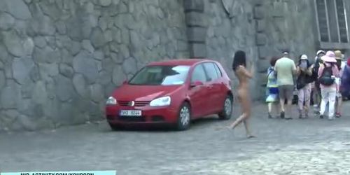 Drahomira shows her sexy naked body in public
