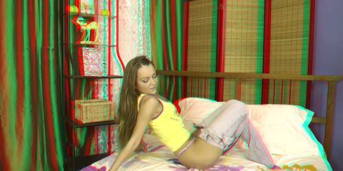 Real 3D Fingering Pussy on the Bed