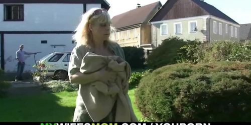 She finds him fucking busty blonde mother in law outdoors