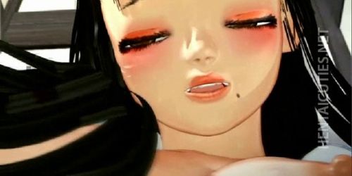 Sexy 3D hentai babe suck dick in bath