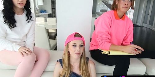 Dirty daddy casting teen babysitters to find the best (Roxy Nicole, Karly Baker, Kirsten Lee)