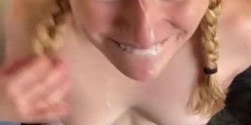 Abby Adams facial from a fan 