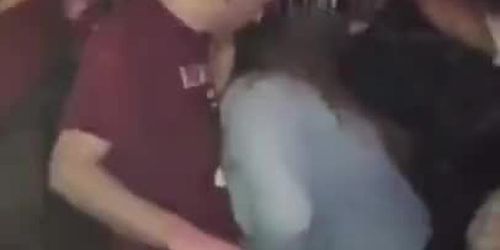 Teen slut starts sucking a strangers cock in busy night club