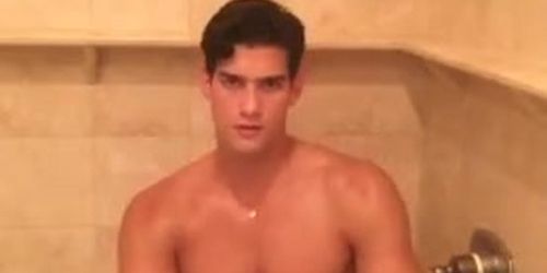 Young Model Flexing Before Having A Shower