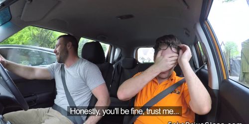 Fake driving instructors friend bangs blonde