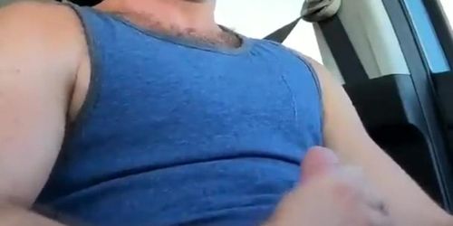 Daddy shoots a load while driving