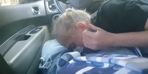 God blowjob in black Kings car