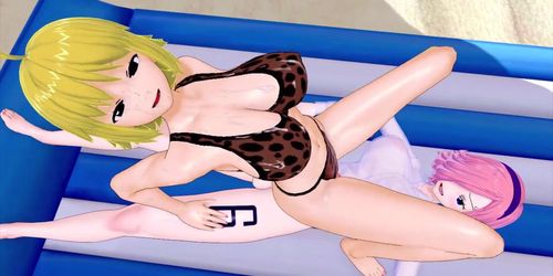 FUTA One Piece Vinsmoke Reiju X One Piece Marguerite (3D HENTAI)