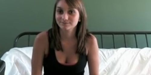 Fresh faced amateur brunette is ready to get fucked