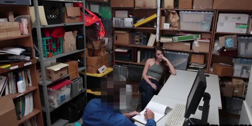Teen thieves fucked by a mall cop in a threesome sex