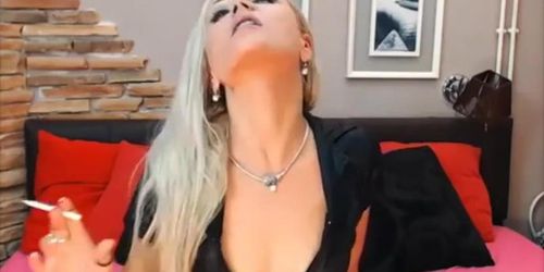 Incredible blonde girl smoking sexy